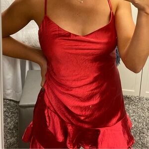 Red Satin Cocktail Dress